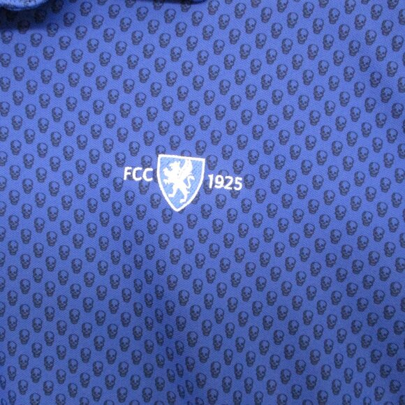 Peter Millar Crown Summer Comfort Polo T-Shirt Skull Design Blue Men Size | XL - Picture 3 of 10